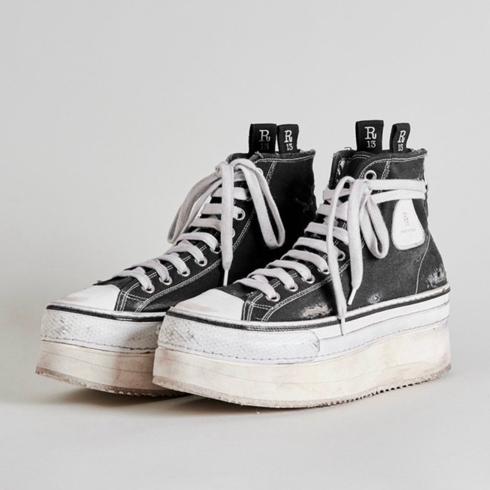 R13 COURTNEY PLATFORM HIGH TOP SNEAKER - BLACK Size US 9 EU 42